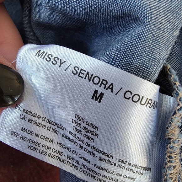 Vintage America Blues Floral Embroidered Denim Button Front Shirt Medium - Picture 4 of 5